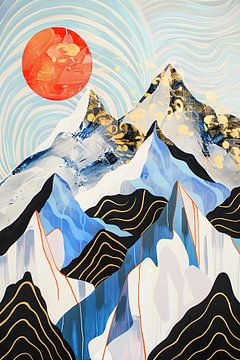 Gouden bergtoppen - modern berglandschap