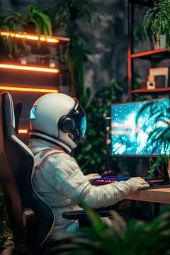 Astronaut in een paradijs voor gamers van Poster Art Shop