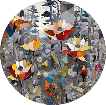 Abstracte collage van bloemen en planten van Retrotimes