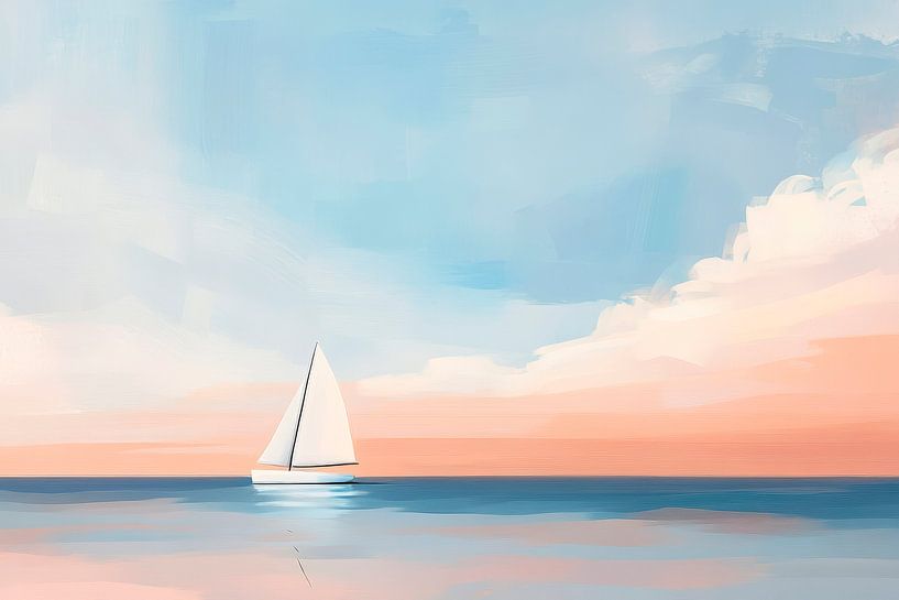 Sailboat in the soft evening light by Poster Art Shop