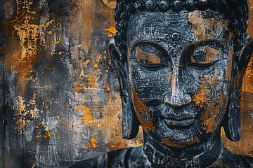 Mystieke Boeddha portret met abstracte texturen van Art & Soul Creations