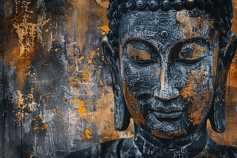 Mystic Buddha portrait with abstract textures by Art & Soul Creations