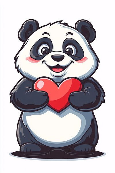 Panda with cute red heart by Imperial Art House