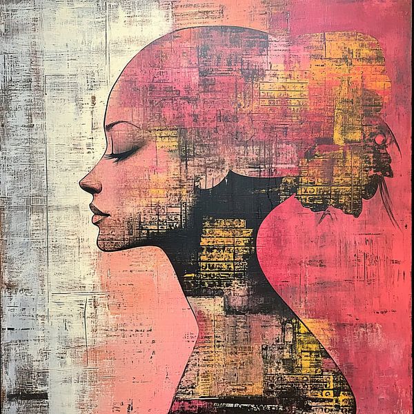 Frauenprofil | Abstraktes Frauenporträt von Kunst Laune