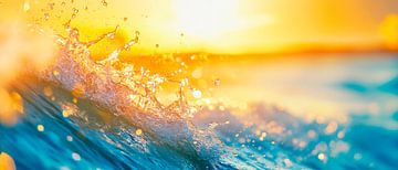 Waves at sunset by the sea by Poster Art Shop