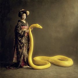 Serpent et geisha sur Vlindertuin-Art