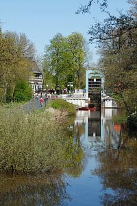 Ausflugslokal Landhaus Kuhsiel mit Schleuse am Wümmedeich  im Bremer Blockland, Bremen, Deutschland,