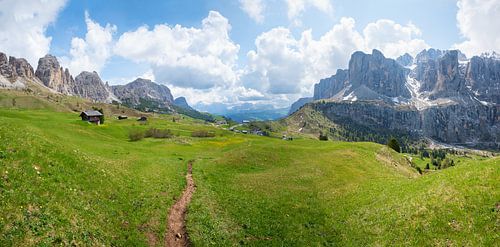 wandelpad bij Grodnerjoch,  landschap Dolomieten Alpen,
