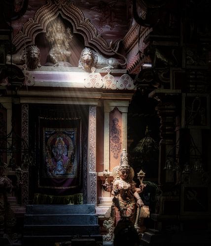 Déesse attrape un rayon de lumière dans un mystérieux temple hindou sur Eddie Meijer