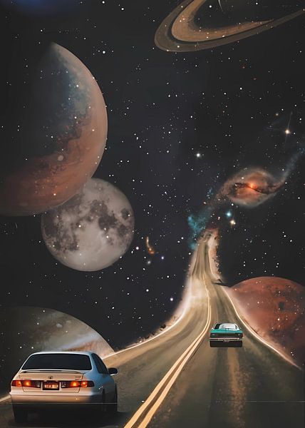 la voiture roule dans l'espace par Classic artwork