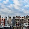 Facades along the Amstel River in Amsterdam. by Don Fonzarelli