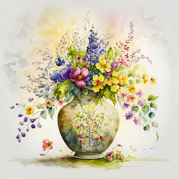 Buntes Stillleben mit Blumen von Peet de Rouw