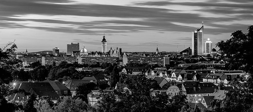 Leipzig Skyline Panorama (Schwarzweiss) von Frank Herrmann