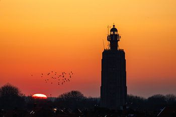 Vuurtoren Westkapelle tijdens zonsopkomst