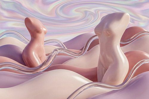 art abstrait surréaliste femme avec nuages sur Egon Zitter