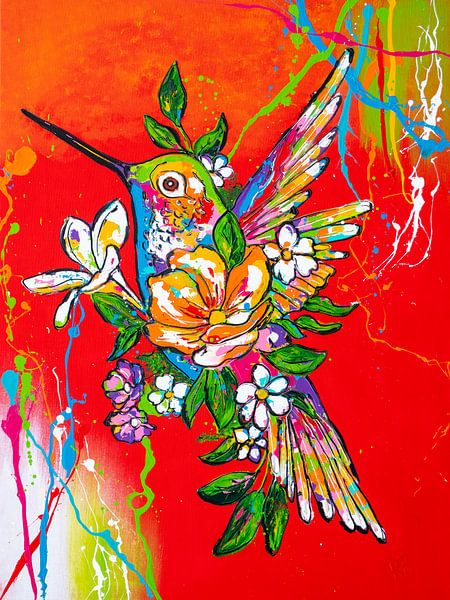 Hummingbird in red by Happy Paintings / Renata Rolefes