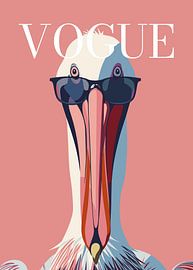 Stylish wearing sunglasses blowing pink bubble gum vogue poster by Cross