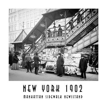 New York 1902 : Manhattan, kiosque à journaux sur le trottoir sur Christian Müringer