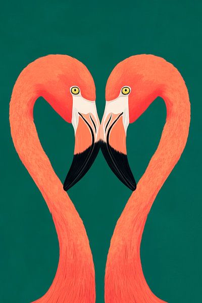 Flamingo love in a riot of colour by Poster Art Shop