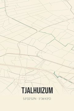 Vintage landkaart van Tjalhuizum (Fryslan) van Rezona