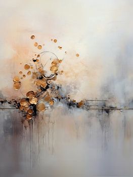 Abstract schilderij in mist en goud - dromerig modern kunstwerk