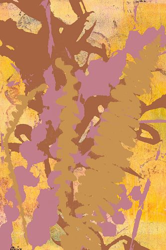 La vie au naturel. Mélange de feuilles botaniques abstraites. Jaune, rose, brun