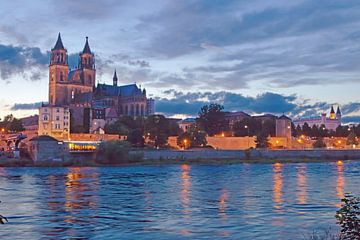 The Magdeburg Elbe panorama at sunset by t.ART