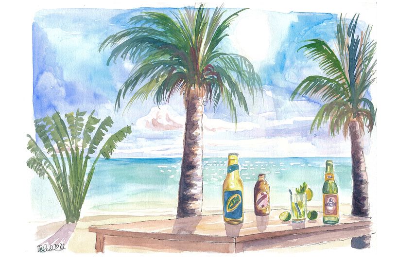 Karibisches Chillen mit Drinks, Meerblick und Travellers Palm von Markus Bleichner