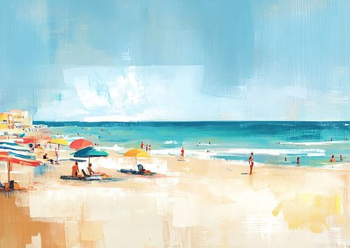 Bunte Sonnenschirme am Strand