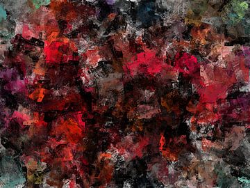 Abstract grunge in rood en blauw tinten van Maurice Dawson