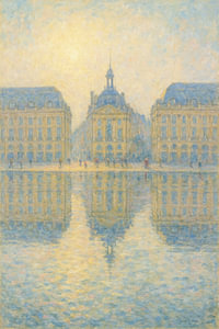 Bordeaux-Spiegel des Lichts - Impressionistische Hommage an den Place de la Bourse
