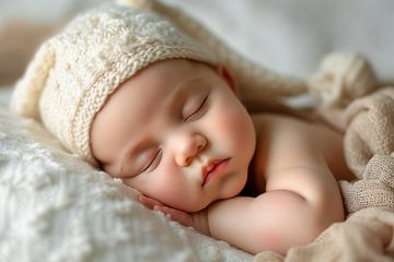Portret van een slapende pasgeboren baby van Animaflora PicsStock