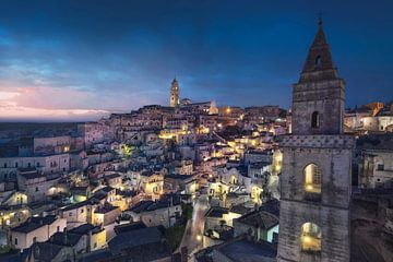 Blauw uur boven de Sassi van Matera. Italië van Stefano Orazzini