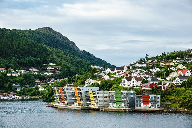 Blick auf die Stadt Bergen in Norwegen van Rico Ködder