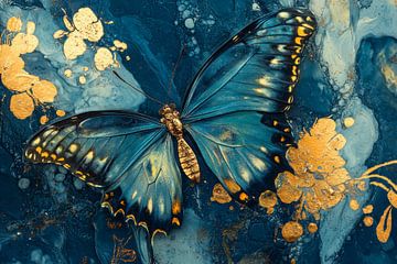 Butterfly flowers punk abstract art by Digitale Schilderijen