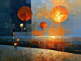 Abstract sunset, oil on canvas