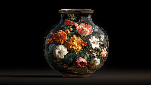 Bloemen in glazen vaas panorama