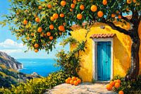 Orangenbaum am Meer