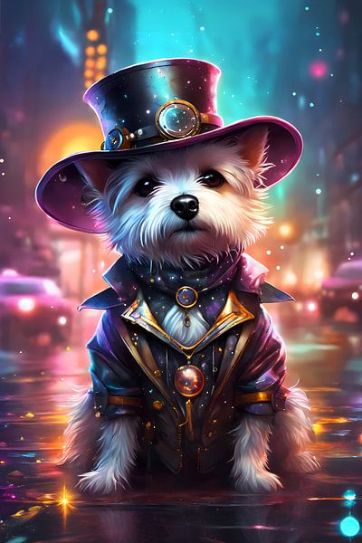 Steampunk Terrier Digitale Kunst Aquarell Stil von LOOKZY