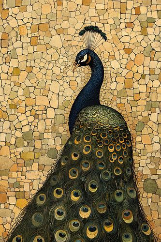 Paon avec plumes colorées