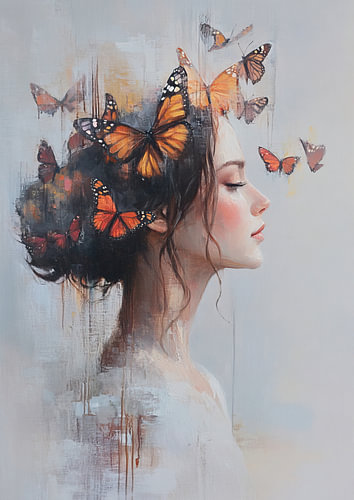 Woman and Butterflies | Woman Butterflies