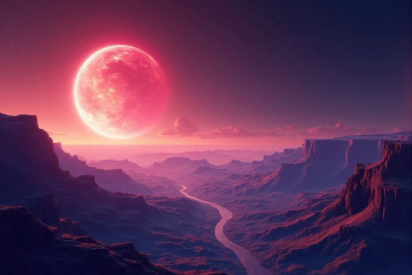 Lune rose sur un paysage de canyon par Markus Gann