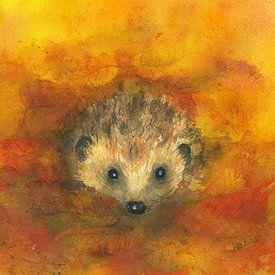 Igel im Herbst quadratisch von Karen Kaspar