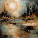 Golden sunset over a lake by Mellow Art thumbnail