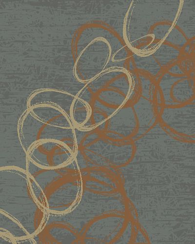 Cirkels. Moderne abstracte kunst in terra, natuurlijk geel en taupe