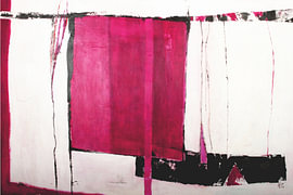 J'attends le rouge - Peinture expressionniste dans les tons rouges sur Anita Gewald