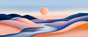 Zachte heuvels en zonsondergang - Abstract van Poster Art Shop