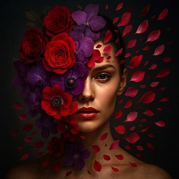 Portrait Where The Flowers Dream of Her van Moonheart Artworks