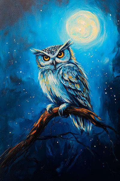 Owl under the moonlight by Poster Art Shop
