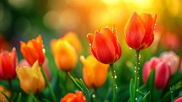 Tulipes dans la lumière du matin sur Vlindertuin Art